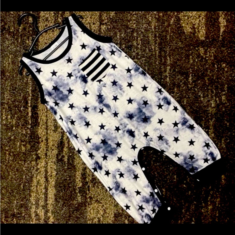 Starry Black and White Baby Romper | Patriotic Jumpsuit